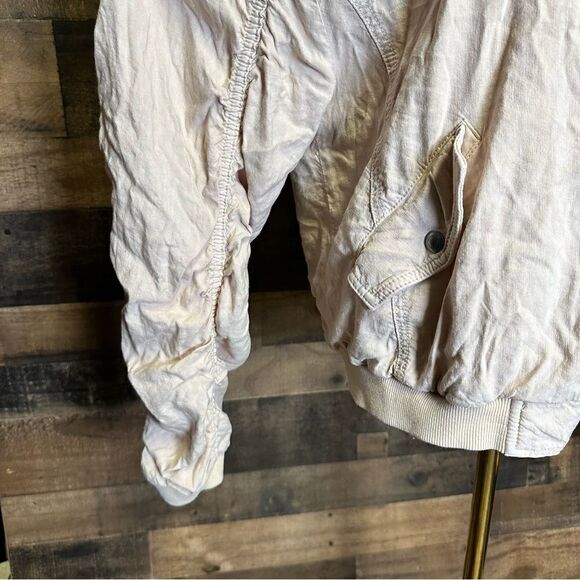 Free people beige linen blend ruched jacket size XS - Picture 2 of 9